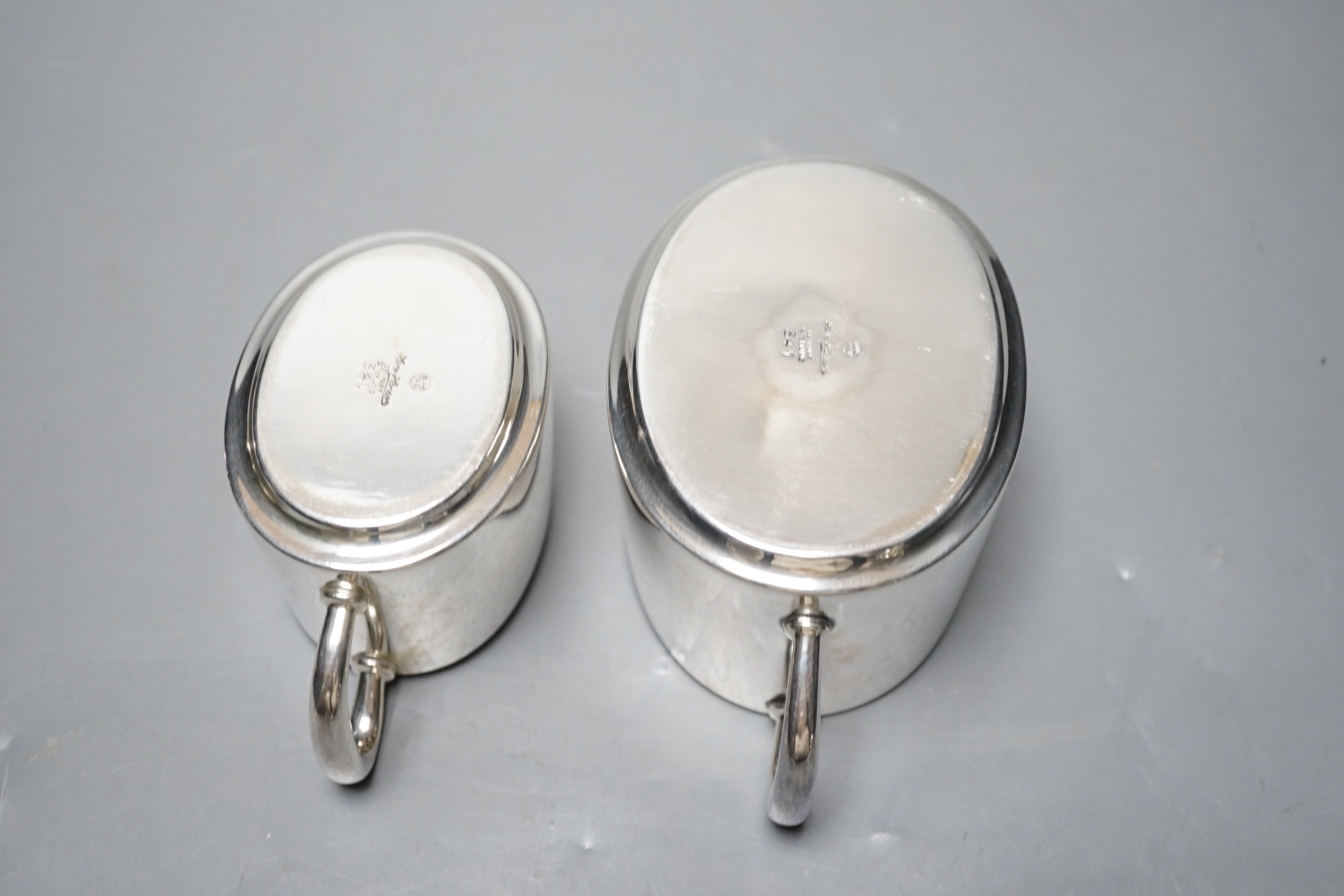 A modern Danish 925 sterling cream jug and sugar bowl, by Hans Hansen, 13.1oz.
